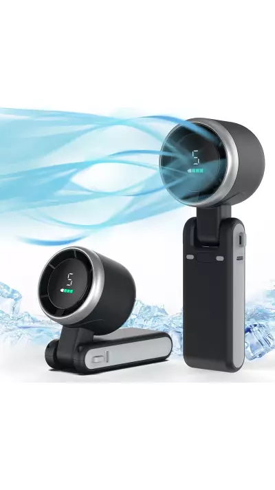 Ventilateur portable pliable rechargeable USB ultra-silencieux 5 vitesses 3600mAh autonomie 10h - Noir