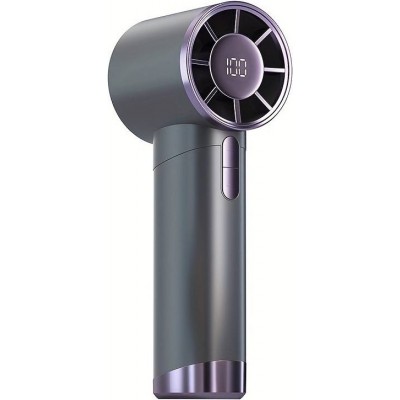 Kompakter leistungsstarker tragbarer Ventilator mit 100 Geschwindigkeitsstufen und LED-Anzeige - Grau