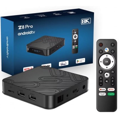 Z8 Pro Android TV Box Streaming Media Player 4K Ultra HD HDR 64Bit CPU Netflix - YouTube - Disney+
