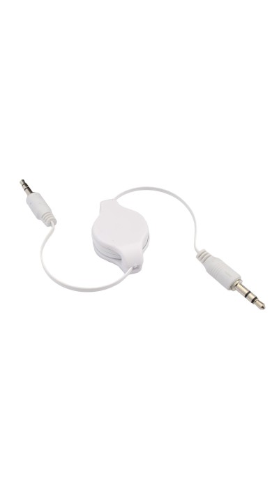 Câble audio extensible - Connecteur double face AUX 3,5 mm Jack - Blanc