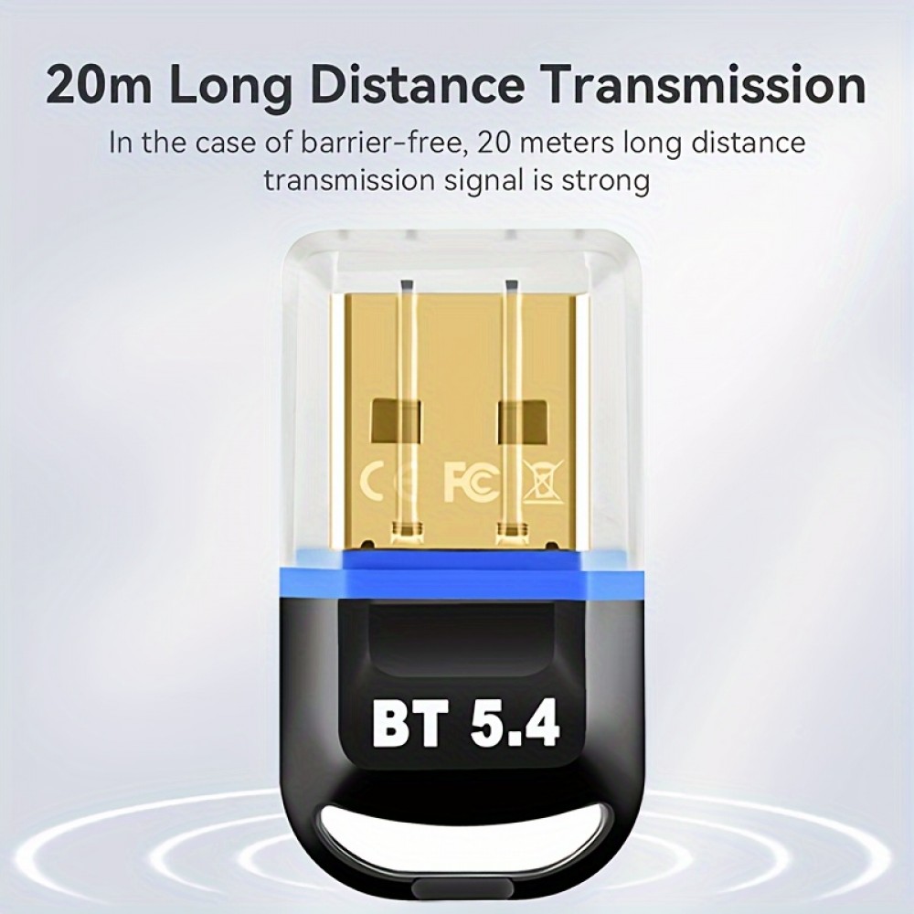 Bluetooth 5.4 USB Wireless Adapter für Computer (Headset, Tastatur, Maus, andere) Plug and Play