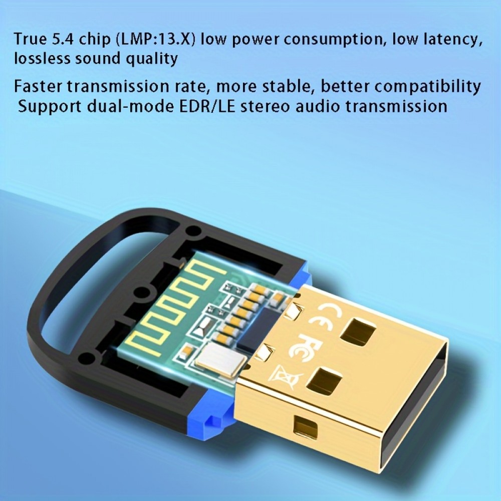 Bluetooth 5.4 USB Wireless Adapter für Computer (Headset, Tastatur, Maus, andere) Plug and Play