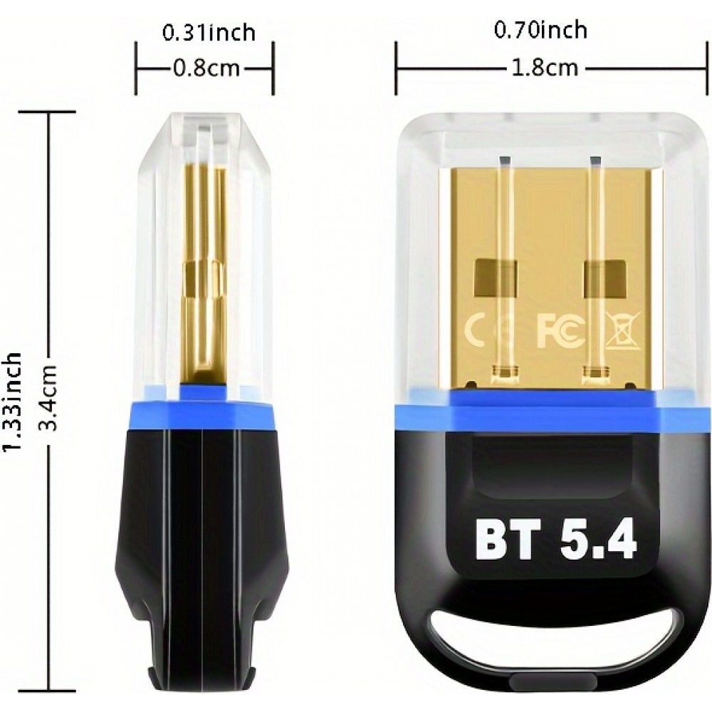 Bluetooth 5.4 USB Wireless Adapter für Computer (Headset, Tastatur, Maus, andere) Plug and Play