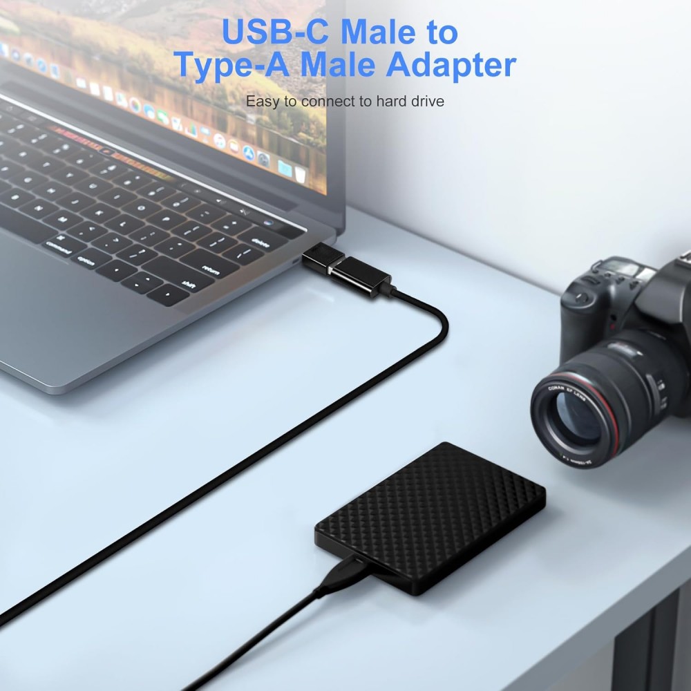 Adaptateur USB 3.0/3.1 vers USB-C transfert de donn&eacute;es rapide pour smartphones et PC (lot de 2) - Noir