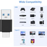 Adaptateur USB 3.0/3.1 vers USB-C transfert de donn&eacute;es rapide pour smartphones et PC (lot de 2) - Noir