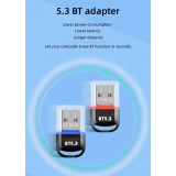 Adaptateur USB Bluetooth 5.3 dongle sans fil pour souris clavier et ordinateur portable - Noir