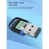 Adaptateur USB Bluetooth 5.3 dongle sans fil pour souris clavier et ordinateur portable - Noir