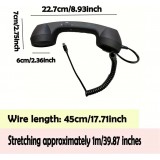 Ancien combin&eacute; t&eacute;l&eacute;phone r&eacute;tro pour mobile avec prise USB-C compatible avec mobiles tablettes et ordinateurs portables - Noir