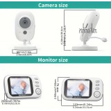 Babyphone caméra HD 720P écran 3,5" LCD vision nocturne audio bidirectionnel capteur température 8 berceuses - Blanc
