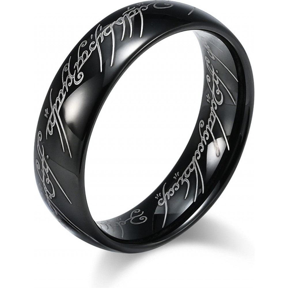 Bague Le Seigneur des Anneaux grav&eacute;e anneau de pouvoir (taille US 8) - Noir