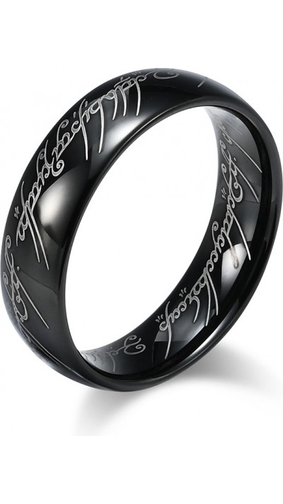 Bague Le Seigneur des Anneaux grav&eacute;e anneau de pouvoir (taille US 8) - Noir