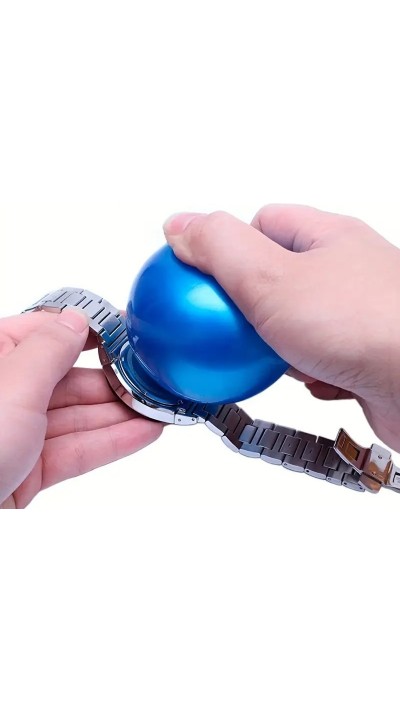 Balle ouvre-boîtier en caoutchouc pour montres et bracelets outil horloger universel à friction sans rayure (7 cm) - Bleu