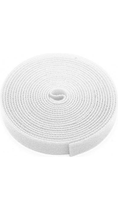 Bande velcro adh&eacute;sive 1,5 cm pour c&acirc;bles solution rapide et propre pour organiser fixer et d&eacute;m&ecirc;ler vos fils - Blanc