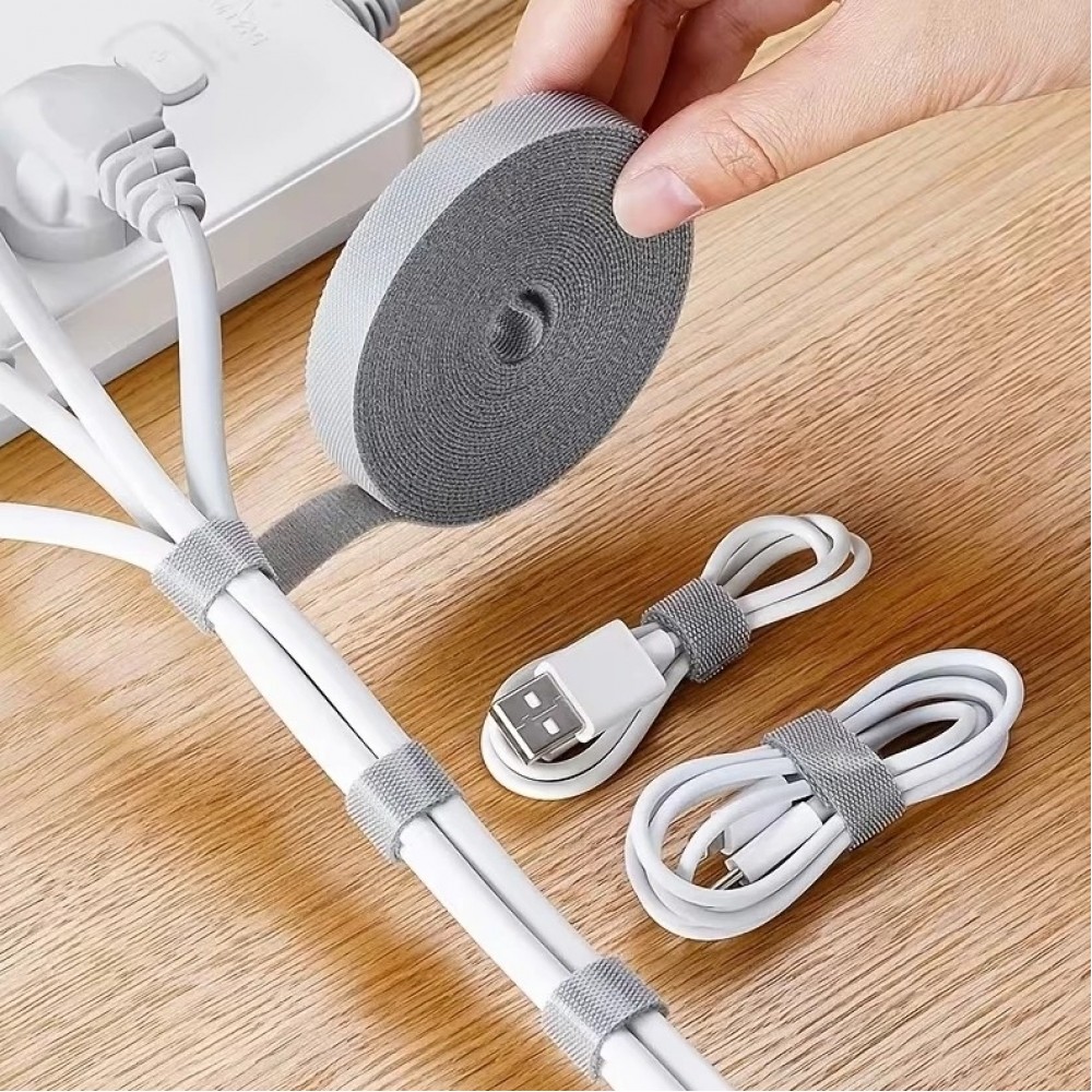 Selbstklebendes Klettband 1,5 cm für Kabel schnelle & saubere Lösung zum Ordnen Fixieren und Entwirren von Kabeln - Weiss
