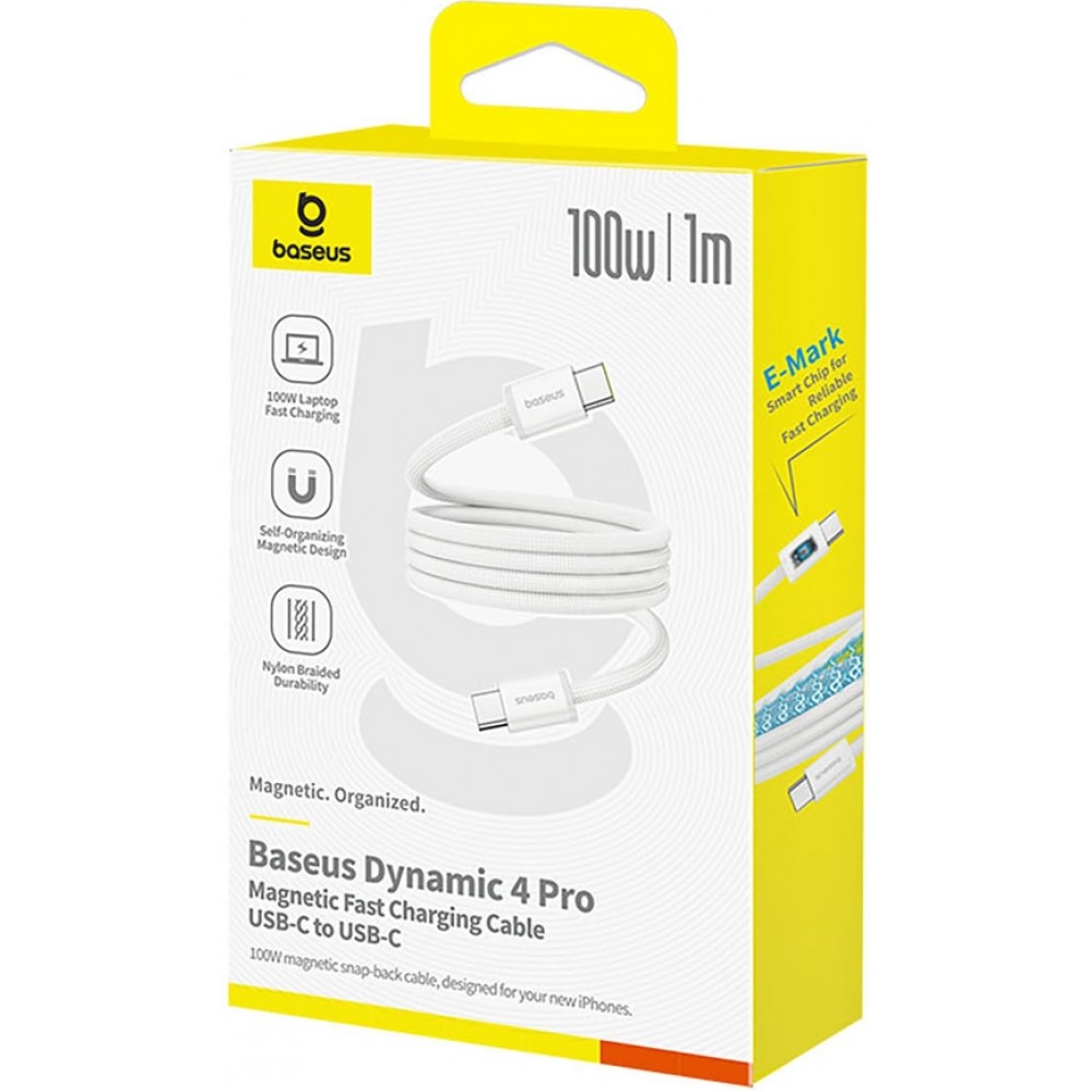 Baseus Dynamic 4 Pro magnetisches Schnellladekabel USB-C 100W (1 m) - Weiss