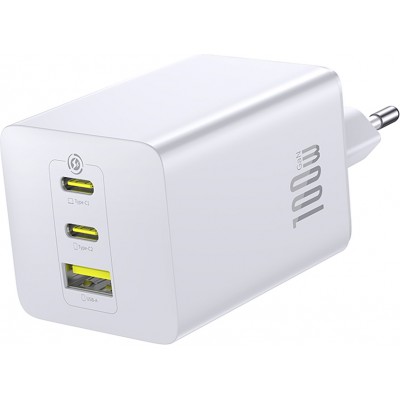 Baseus EnerFill FE11 3-in-1-Schnellladegerät für die Wandmontage 2x USB-C / USB-A 100W - Weiss