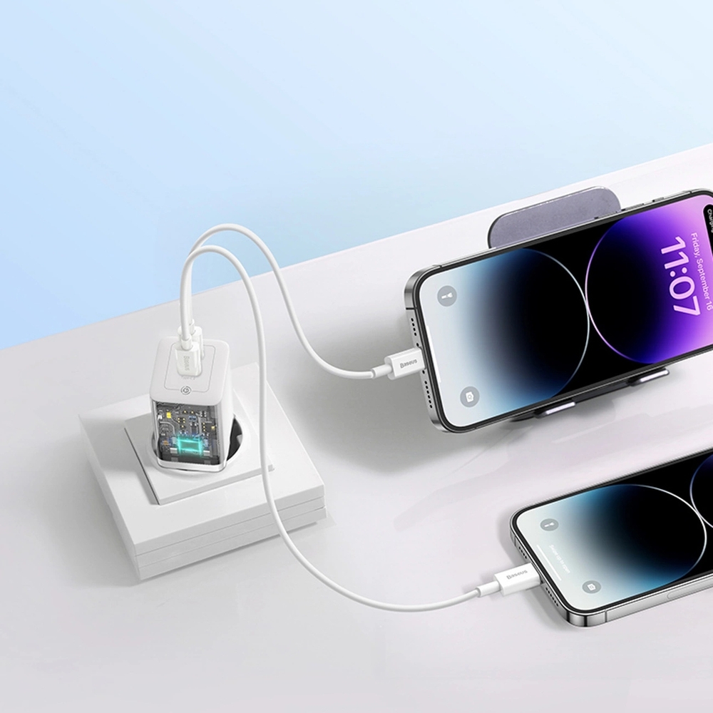 Baseus GaN5 Pro 40W Schnellladeger&auml;t 2x USB-C - Weiss