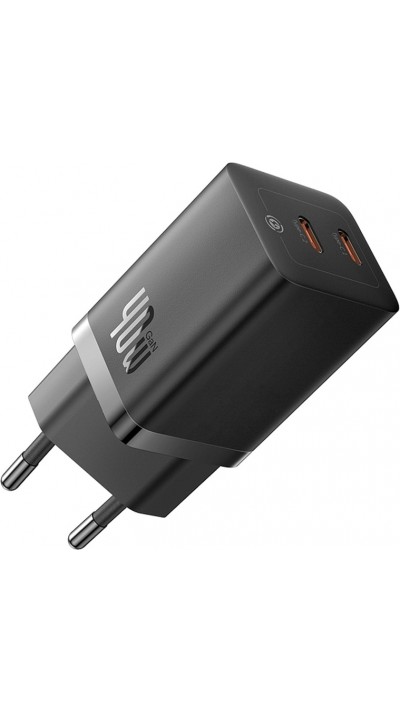Baseus GaN5 Pro chargeur mural rapide 40W 2x USB-C - Noir