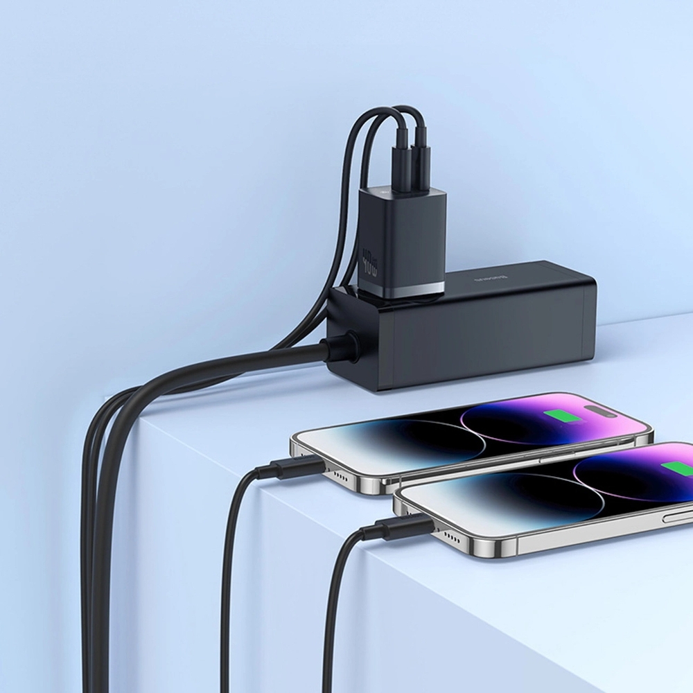 Baseus GaN5 Pro 40W Schnellladeger&auml;t 2x USB-C - Schwarz