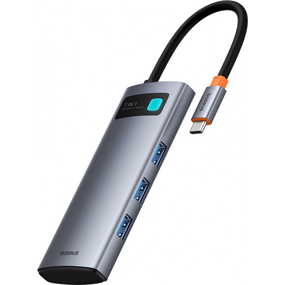 Baseus Metal Gleam Series Hub 7en1 HDMI 4K 60Hz USB-C avec 3x USB 3.0 / USB-C PD / SD / microSD - Gris
