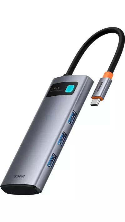 Baseus Metal Gleam Series Hub 7en1 HDMI 4K 60Hz USB-C avec 3x USB 3.0 / USB-C PD / SD / microSD - Gris