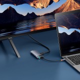 Baseus Metal Gleam Series Hub 7en1 HDMI 4K 60Hz USB-C avec 3x USB 3.0 / USB-C PD / SD / microSD - Gris
