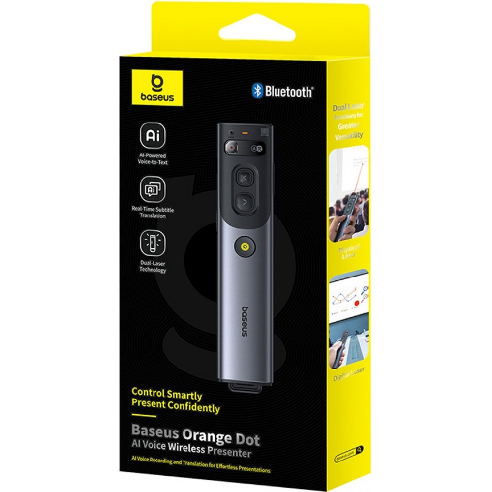Baseus Orange Dot pointeur laser intelligent avec IA et traduction automatique - Gris