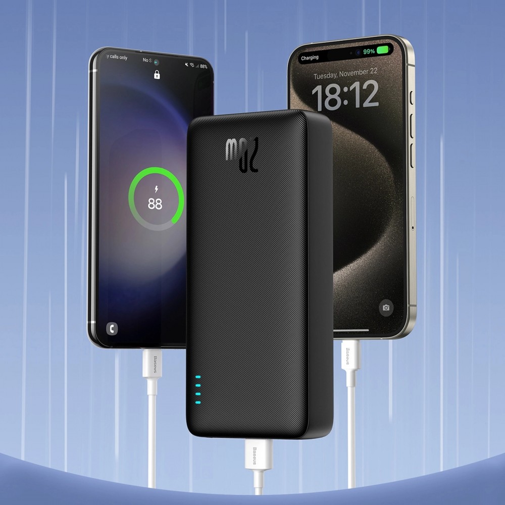Powerbank batterie externe Baseus Airpow 20000mAh charge rapide 20W PD USB-A / USB-C - Noir
