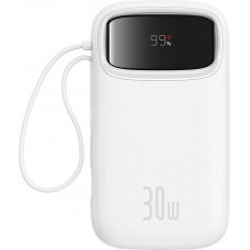 Baseus QPow 2 20000mAh 30W Powerbank mit 2 integrierten USB-C Kabeln - Weiss