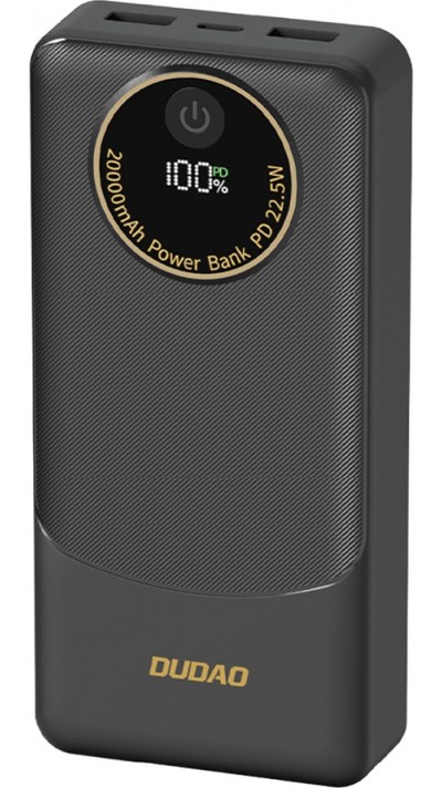 Batterie externe Dudao K12Pro 20000mAh 22.5W avec 3 ports PD USB-A USB-C Powerbank - Noir