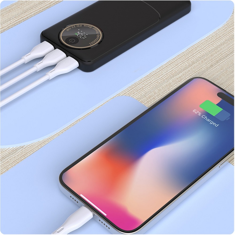 Batterie externe Dudao K12Pro 20000mAh 22.5W avec 3 ports PD USB-A USB-C Powerbank - Noir