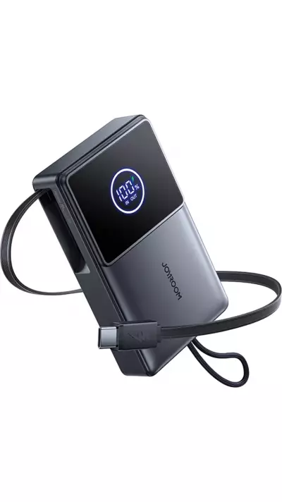 Batterie externe Joyroom JR-PR1 10000mAh 22.5W powerbank avec câble USB-C rétractable intégré - Noir