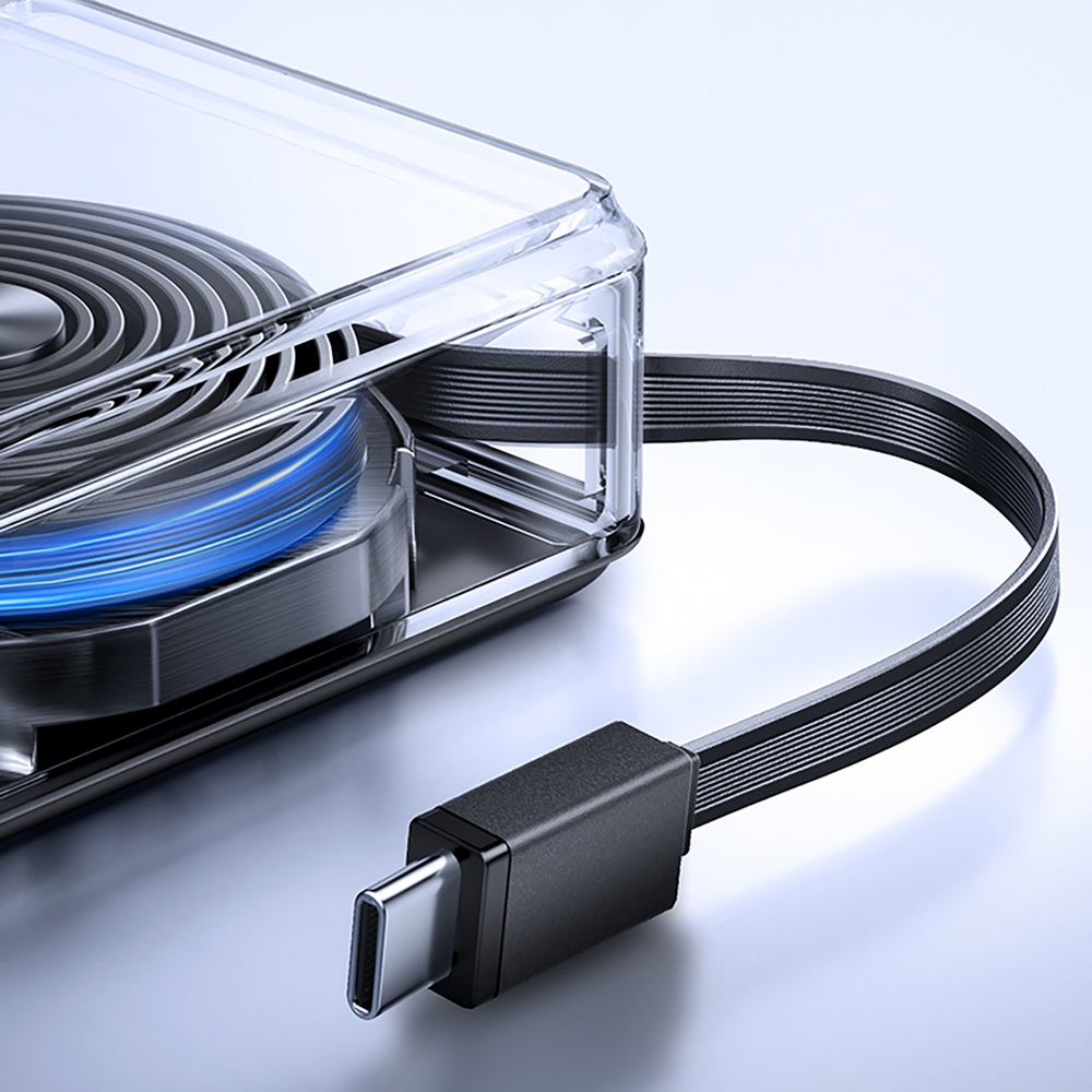 Batterie externe Joyroom JR-PR1 10000mAh 22.5W powerbank avec câble USB-C rétractable intégré - Noir