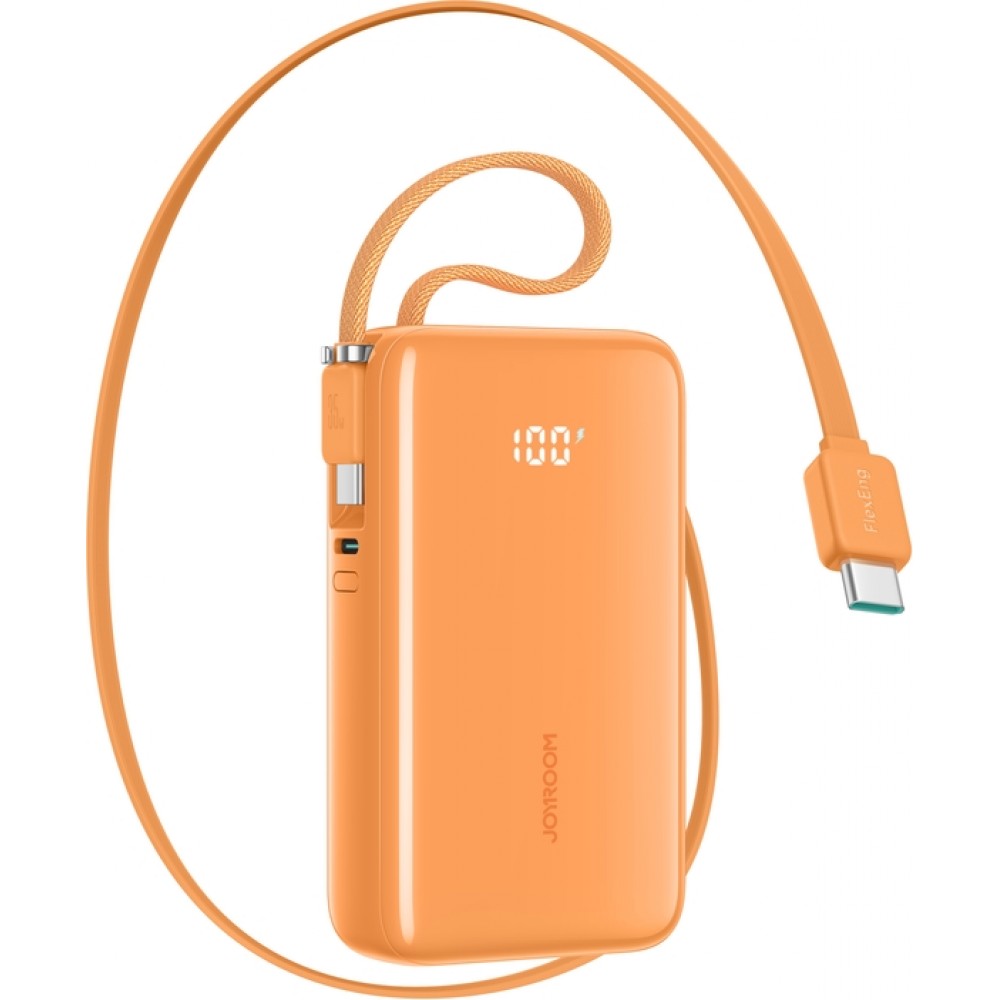 Batterie externe Joyroom JR-PR2L Powerbank 10000mAh 35W avec c&acirc;bles USB-C int&eacute;gr&eacute;s - Orange