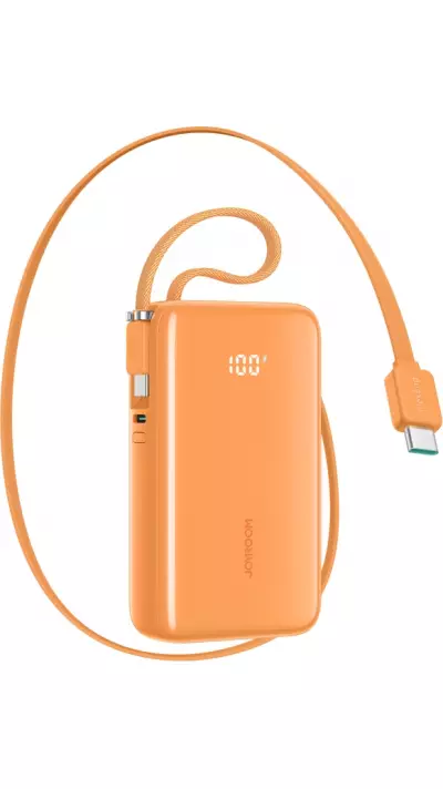 Batterie externe Joyroom JR-PR2L Powerbank 10000mAh 35W avec c&acirc;bles USB-C int&eacute;gr&eacute;s - Orange