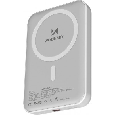 Batterie externe magnétique MagSafe Wozinsky 10000 mAh PD 20W chargeur portable Power Bank - Blanc