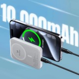 Batterie externe magnétique MagSafe Wozinsky 10000 mAh PD 20W chargeur portable Power Bank - Blanc