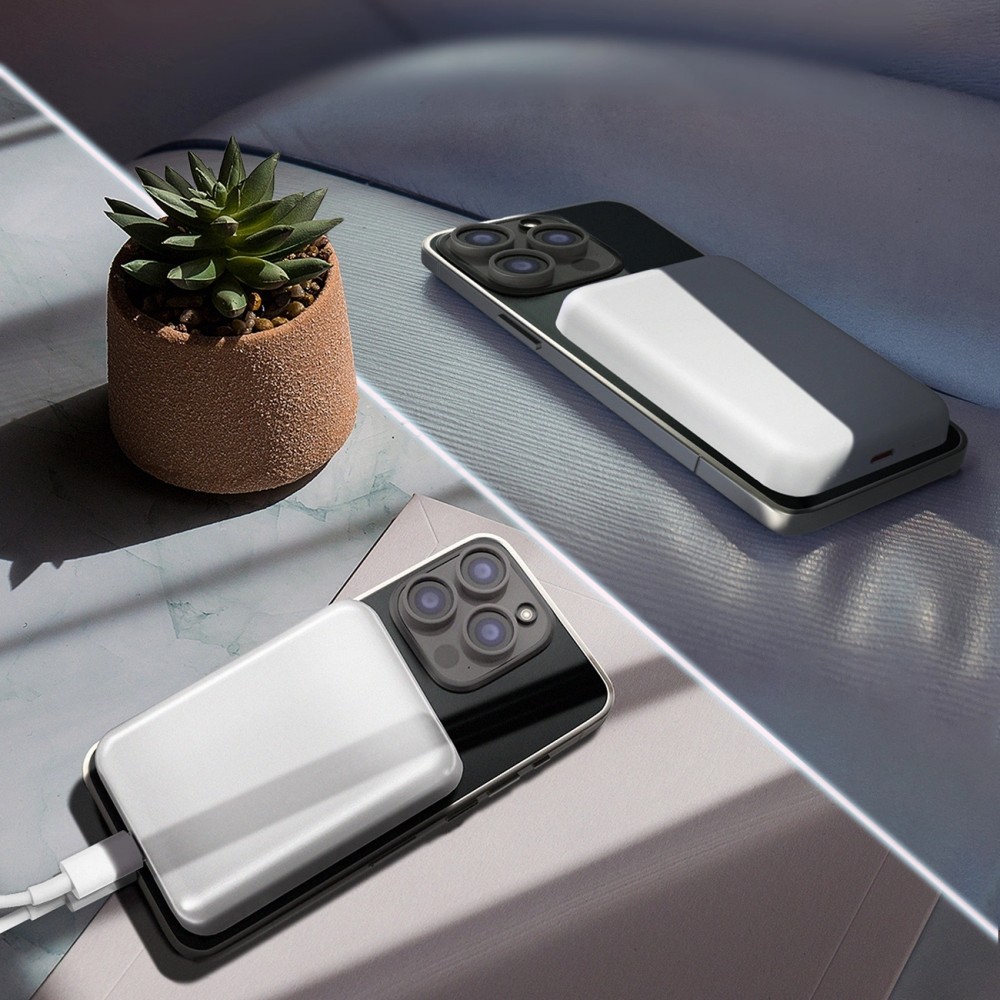 Batterie externe magnétique MagSafe Wozinsky 10000 mAh PD 20W chargeur portable Power Bank - Blanc