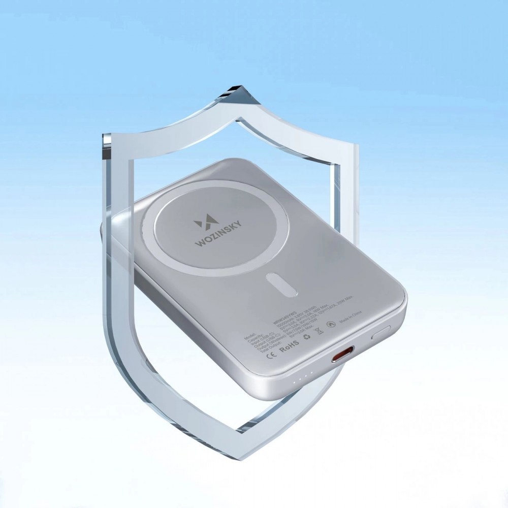 Batterie externe magnétique MagSafe Wozinsky 10000 mAh PD 20W chargeur portable Power Bank - Blanc