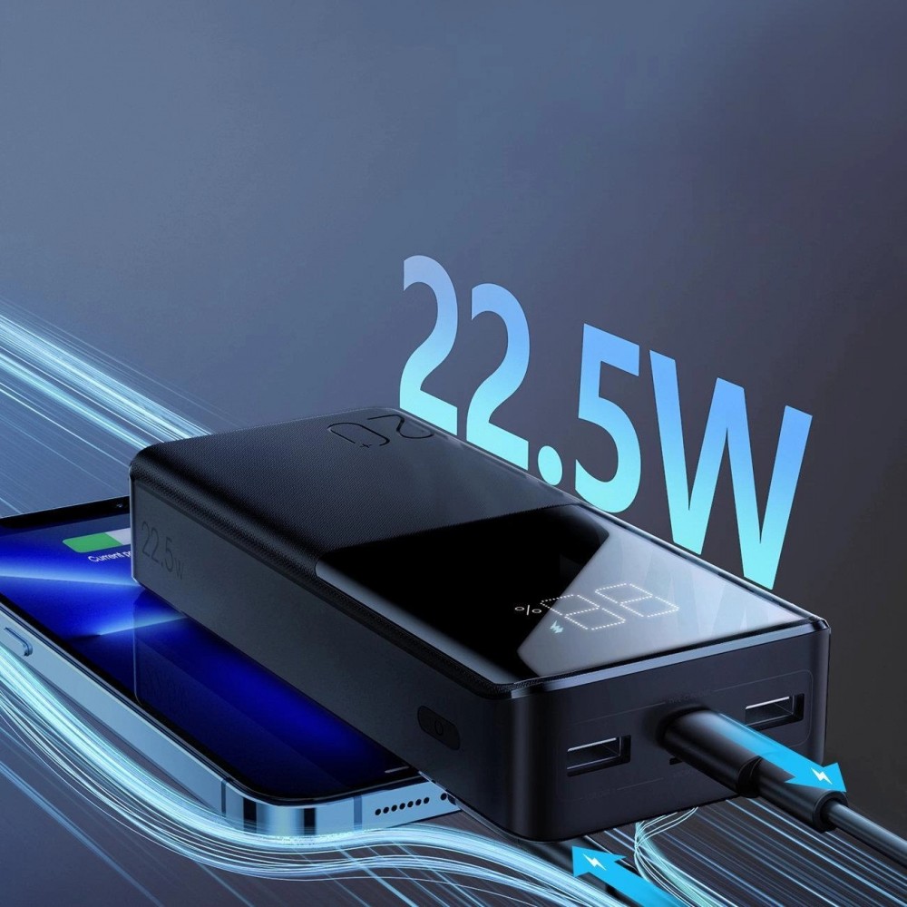 Powerbank Joyroom 20000mAh 22.5W PD QC3.0 AFC Schnellladegerät Externe Batterie Tragbar - Schwarz
