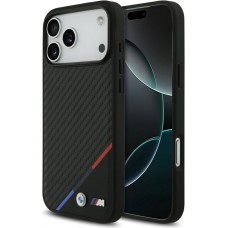 Coque iPhone 17 Pro Max - BMW M Carbon Tricolor Line compatible MagSafe protection premium - Noir