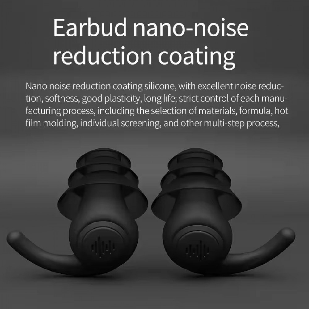 Bouchons d'oreilles en silicone souple à 3 couches réutilisables réduction du bruit pour dormir nager travailler étudier contre le ronflement concerts - Blanc