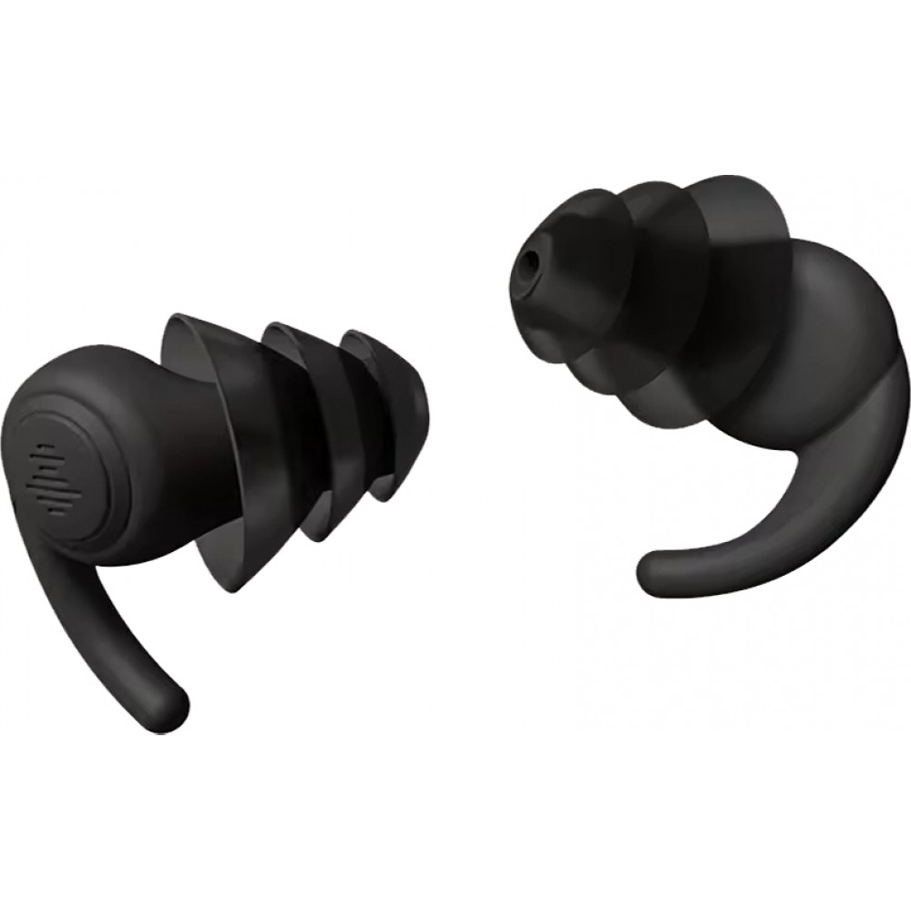 Bouchons d'oreilles en silicone souple à 3 couches réutilisables réduction du bruit pour dormir nager travailler étudier contre le ronflement concerts - Noir