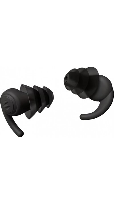 Bouchons d'oreilles en silicone souple à 3 couches réutilisables réduction du bruit pour dormir nager travailler étudier contre le ronflement concerts - Noir