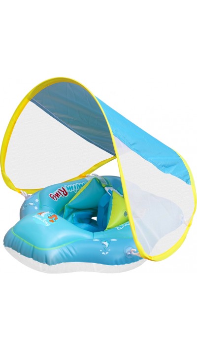 Sichere Babyboje mit Sicherheitsgurt und UV-Schutz Sonnendach - Blau