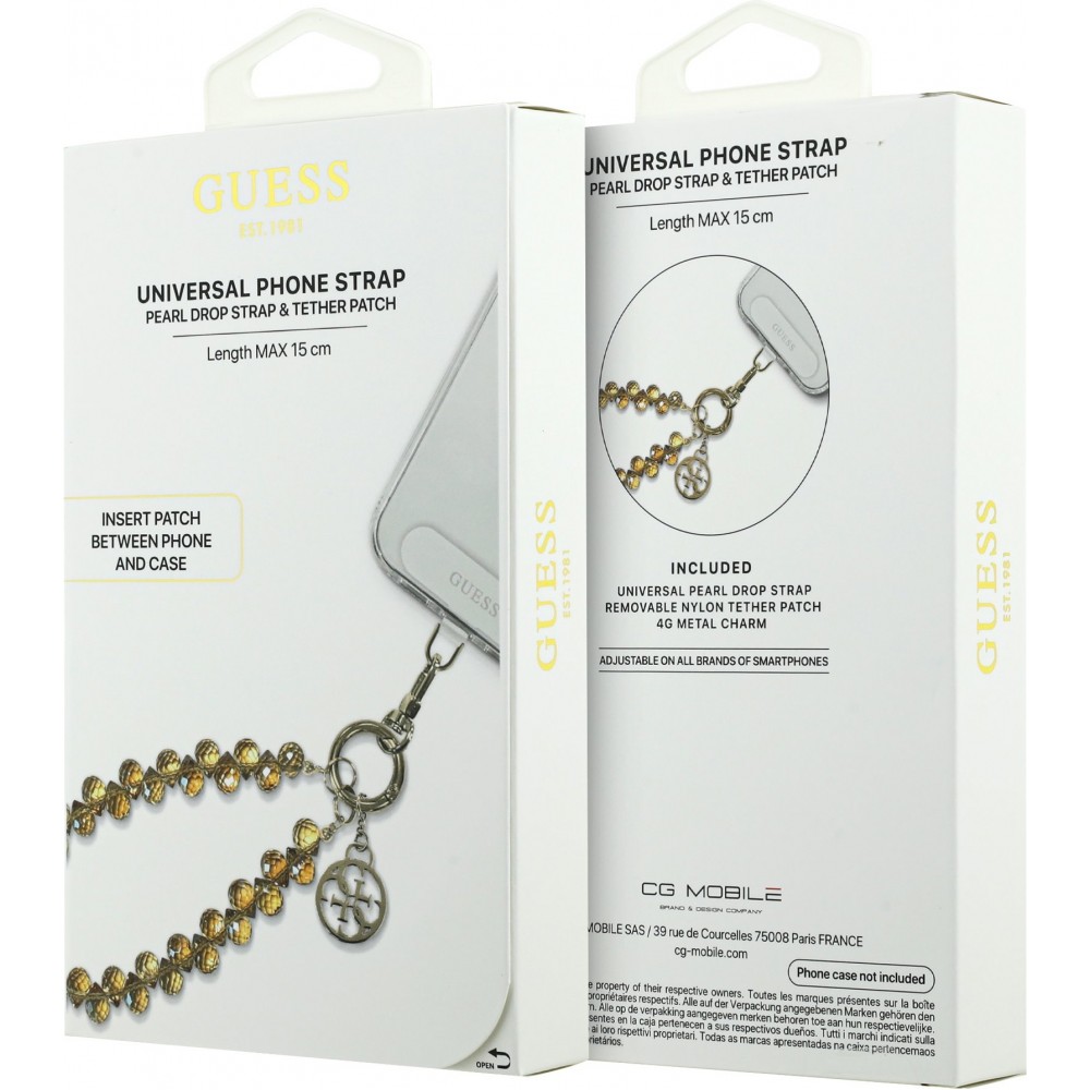 Guess Universeller Smartphone-Kettenarmband mit Tropfenperlen - Gold