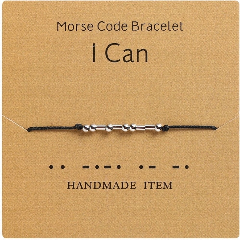 Morsecode Armband I Can mit Nylonband - Silber