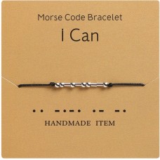 Morsecode Armband I Can mit Nylonband - Silber