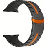 Bracelet de luxe à maillons en acier inoxydable avec une bande orange - Noir - Apple Watch 44/45/46 mm