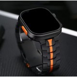 Bracelet de luxe à maillons en acier inoxydable avec une bande orange - Noir - Apple Watch 44/45/46 mm